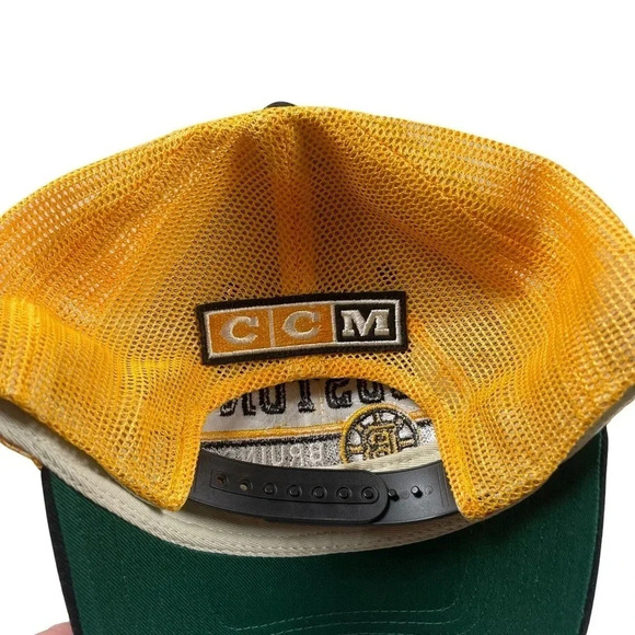 Boston Bruins NHL Hat Cap Snapback Trucker Hockey CCM Adjustable Black Yellow - Picture 3 of 5